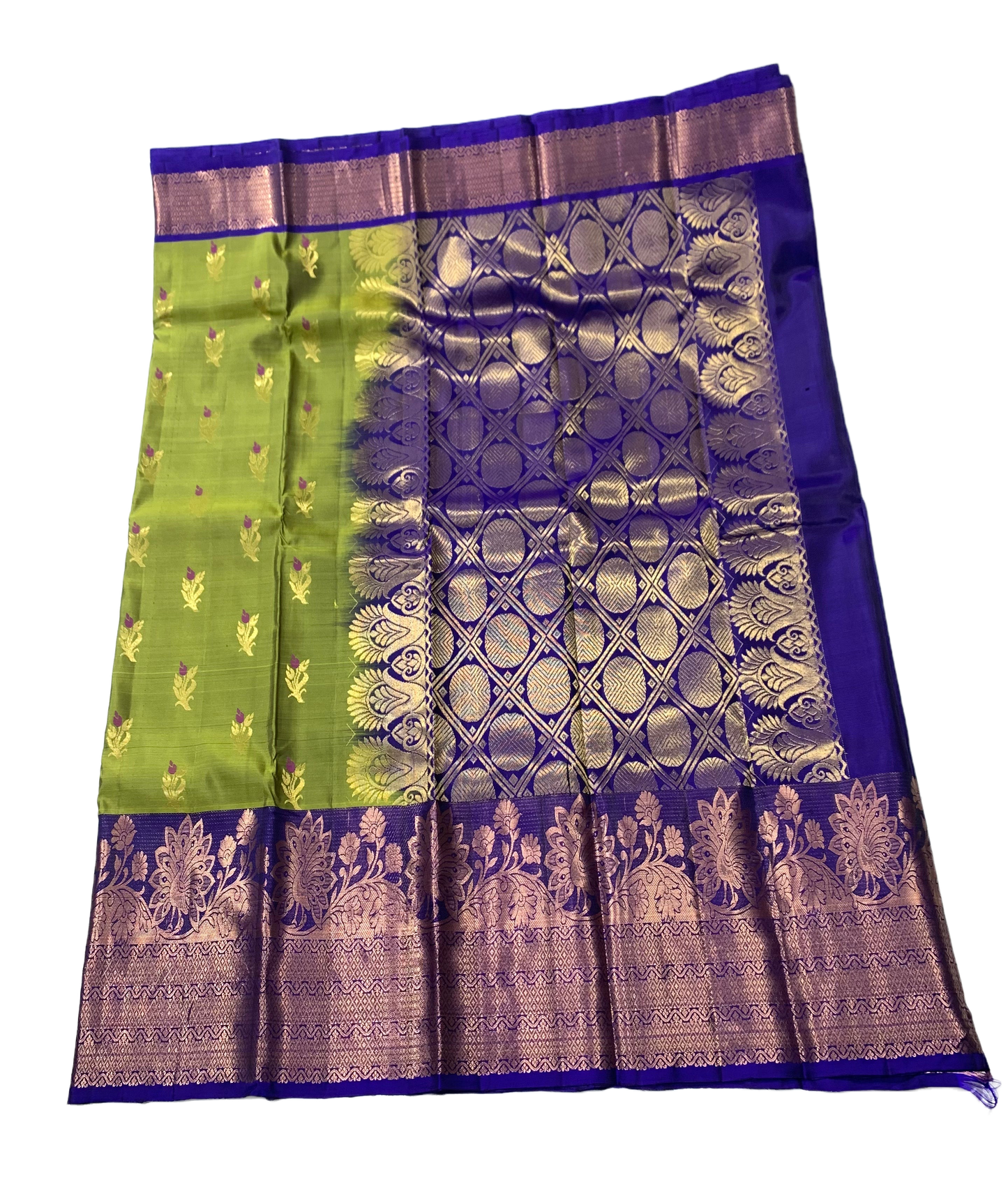 Pure Kanchivaram Silk Saree Green Colour with large Border