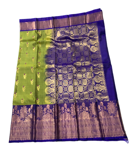 Pure Kanchivaram Silk Saree Green Colour with large Border