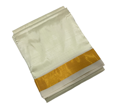 Art Silk Dhoti 8 Mulam Cream Colour Small Border