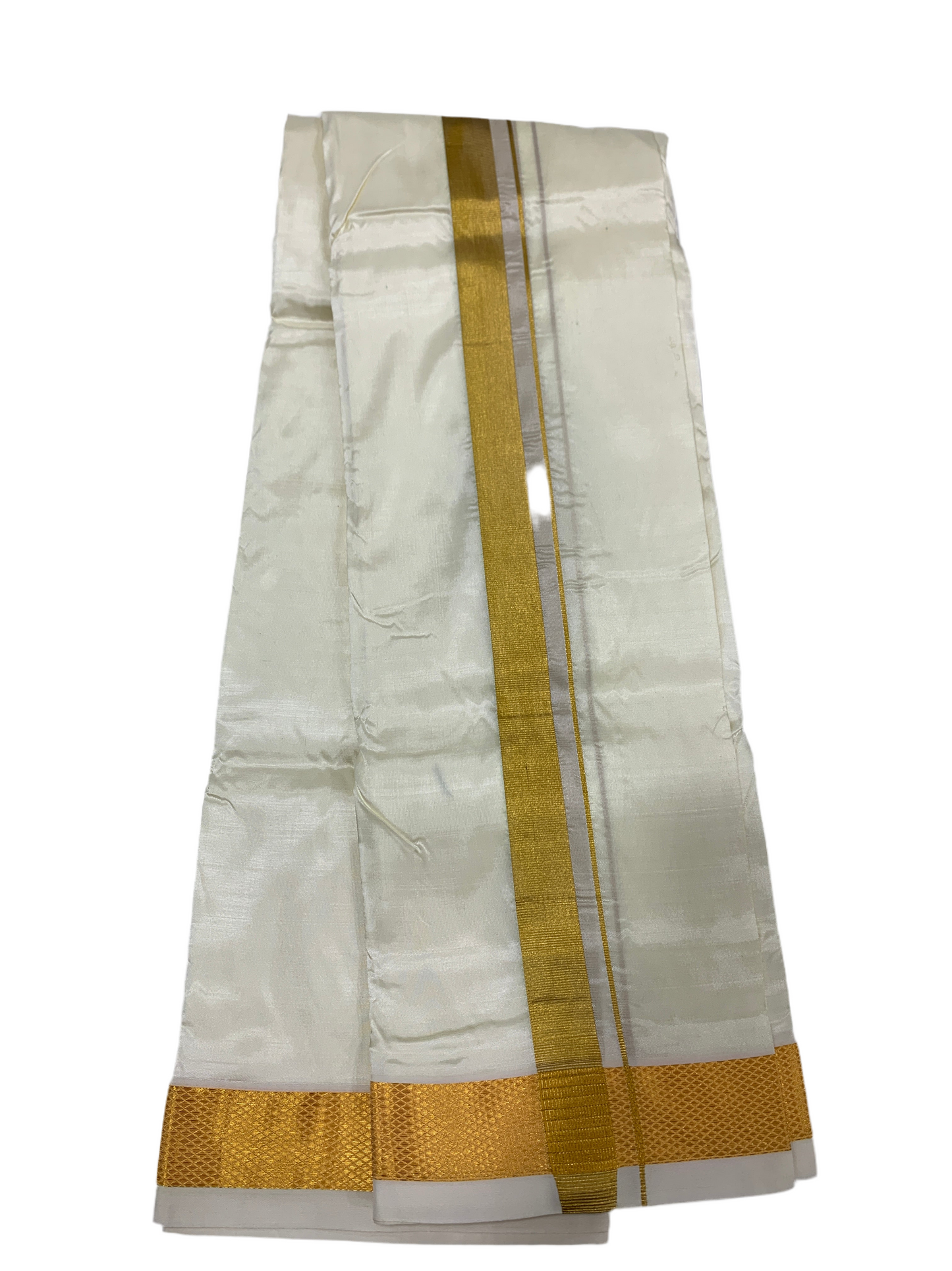 Art Silk Dhoti 8 Mulam Cream Colour Small Border