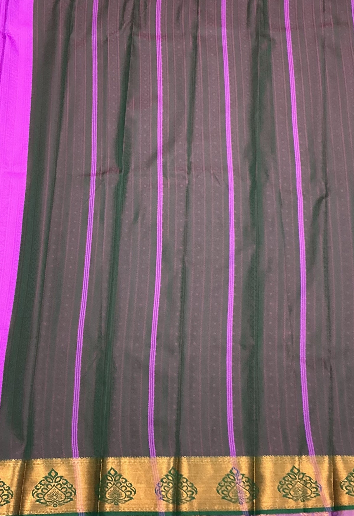 Poly Cotton Saree Magenta Colour with Copper Zari Border