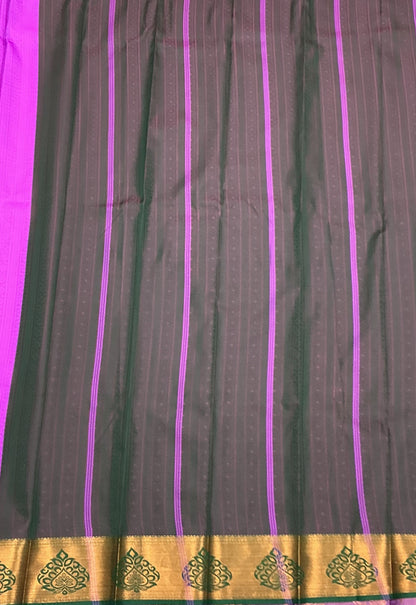 Poly Cotton Saree Magenta Colour with Copper Zari Border
