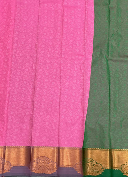 Poly Cotton Saree Baby Pink Colour with Copper Zari Border