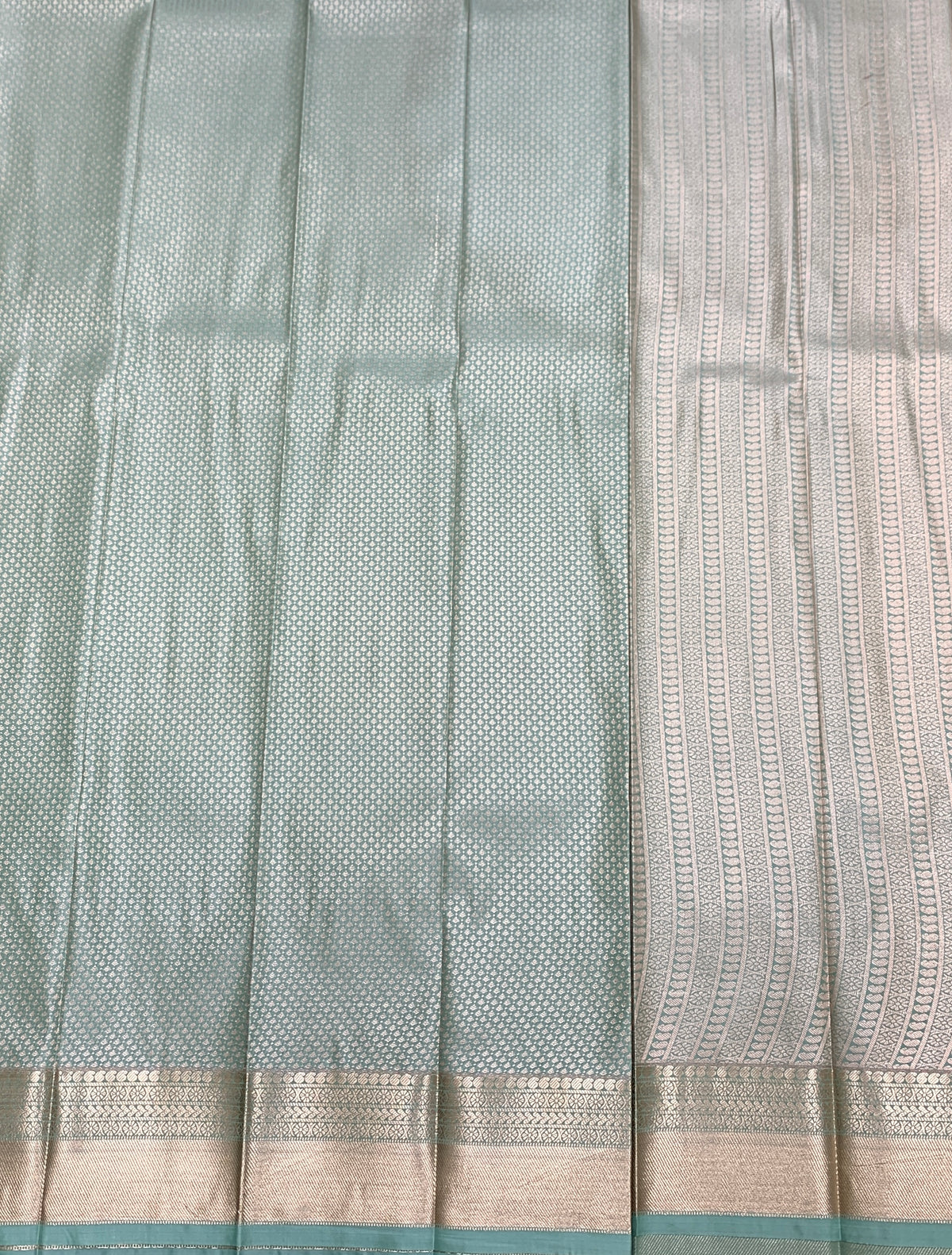 Fancy Tissue Saree Pastel Green Colour with Self Design Border