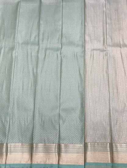 Fancy Tissue Saree Pastel Green Colour with Self Design Border