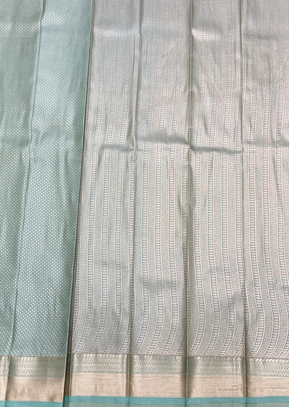 Fancy Tissue Saree Pastel Green Colour with Self Design Border