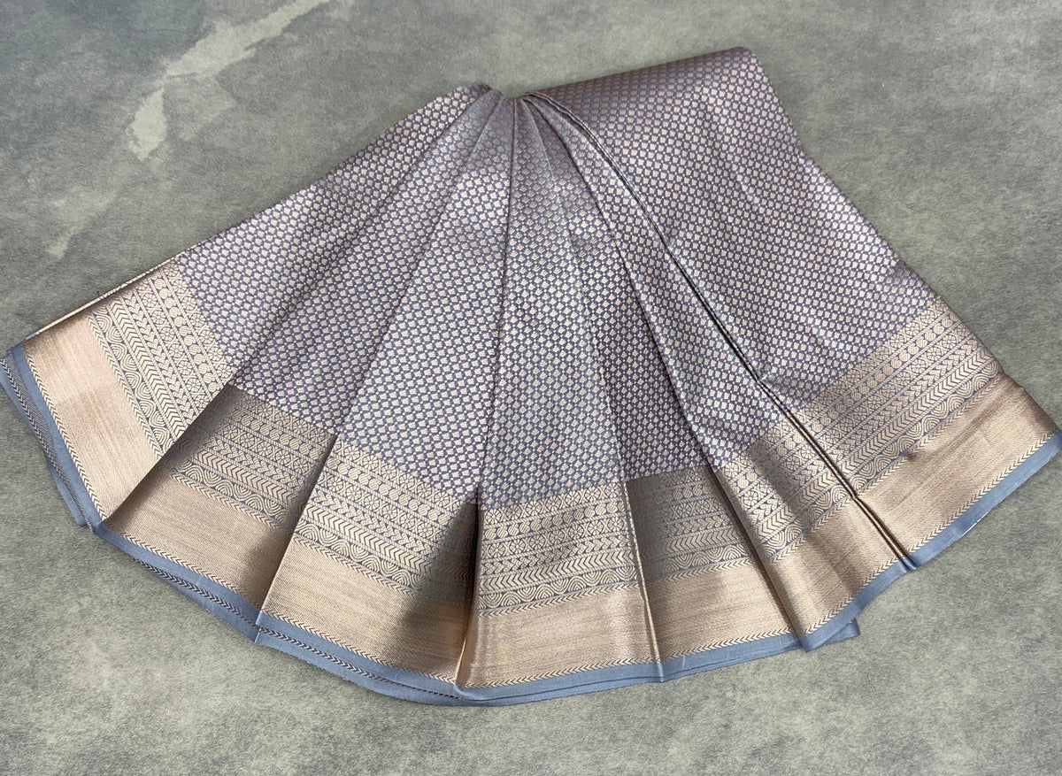 Fancy Tissue Saree Grey Colour with Self Design Border