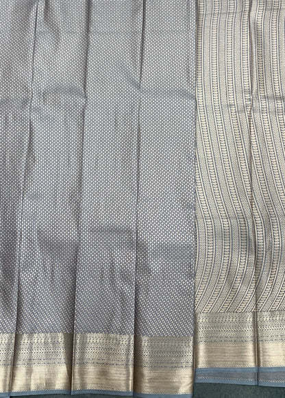 Fancy Tissue Saree Grey Colour with Self Design Border