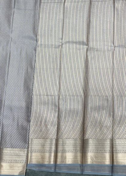 Fancy Tissue Saree Grey Colour with Self Design Border