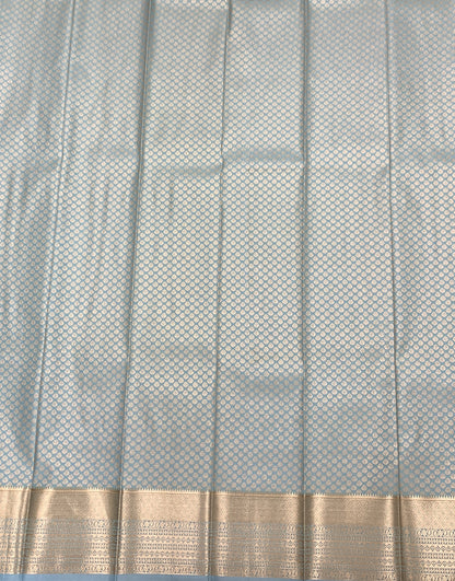 Fancy Tissue Saree Ice Blue Colour with Self Design Border