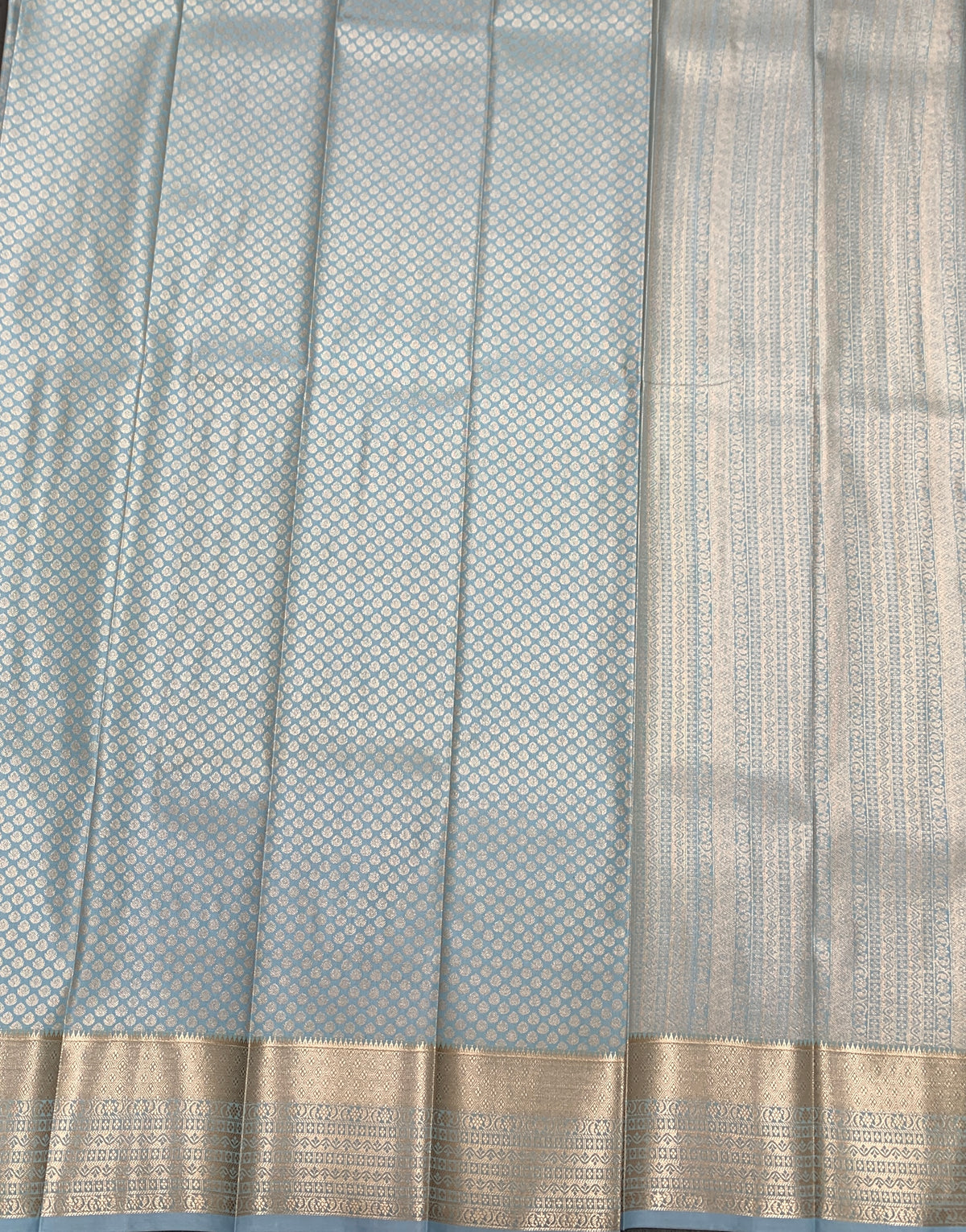 Fancy Tissue Saree Ice Blue Colour with Self Design Border