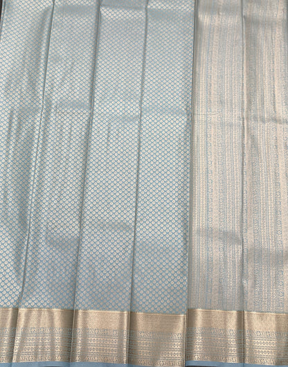Fancy Tissue Saree Ice Blue Colour with Self Design Border