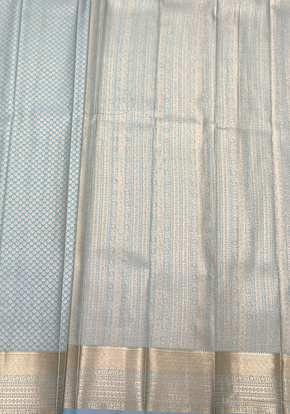 Fancy Tissue Saree Ice Blue Colour with Self Design Border