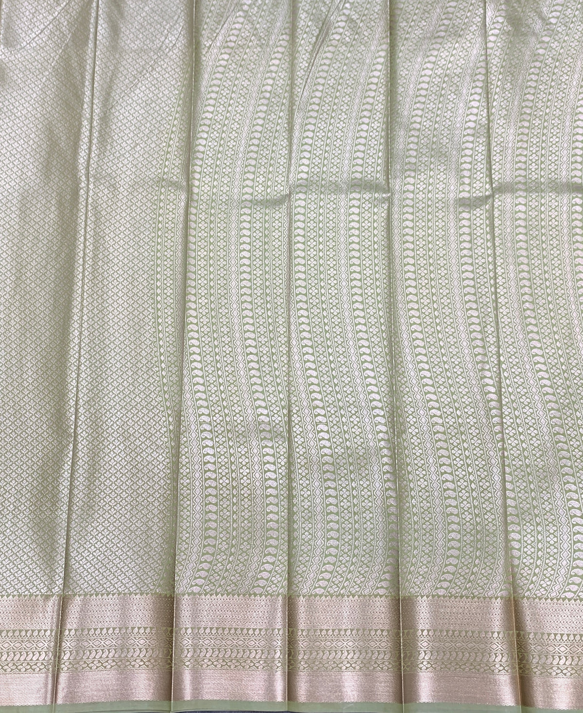 Fancy Tissue Saree Pista Green Colour with Self Design Border