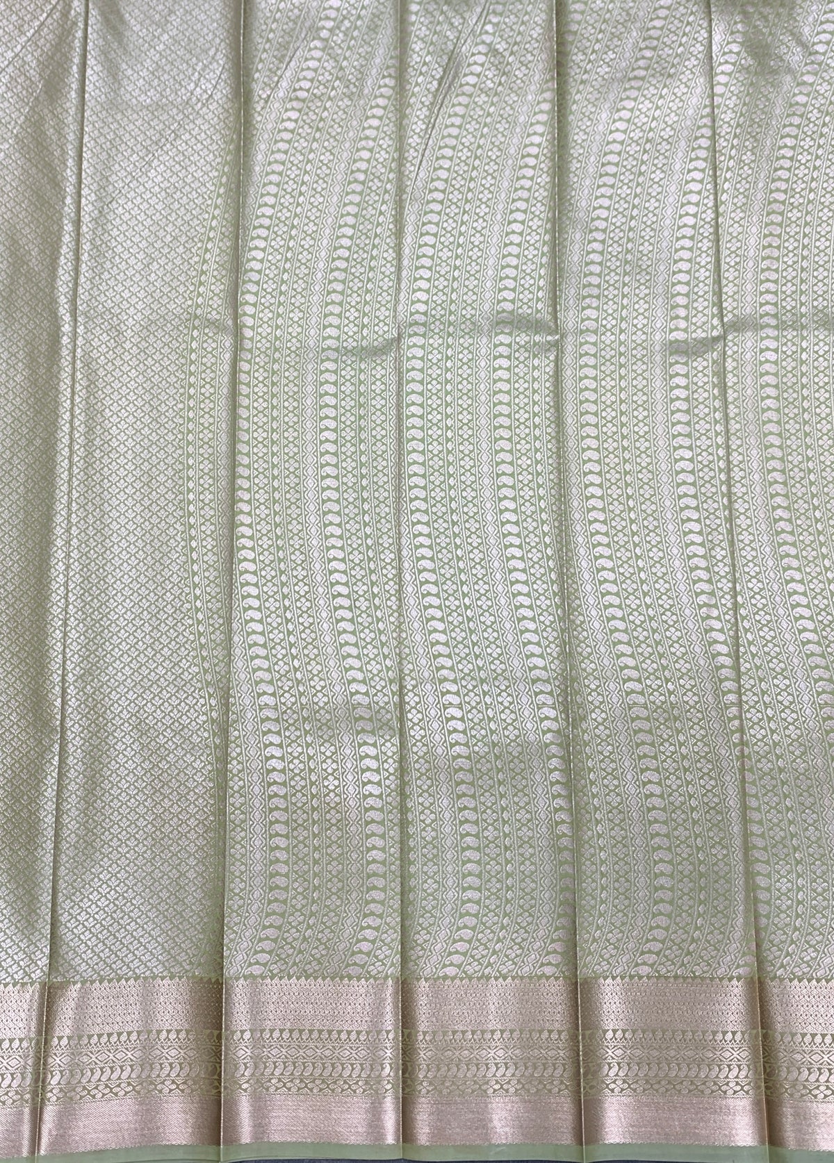 Fancy Tissue Saree Pista Green Colour with Self Design Border