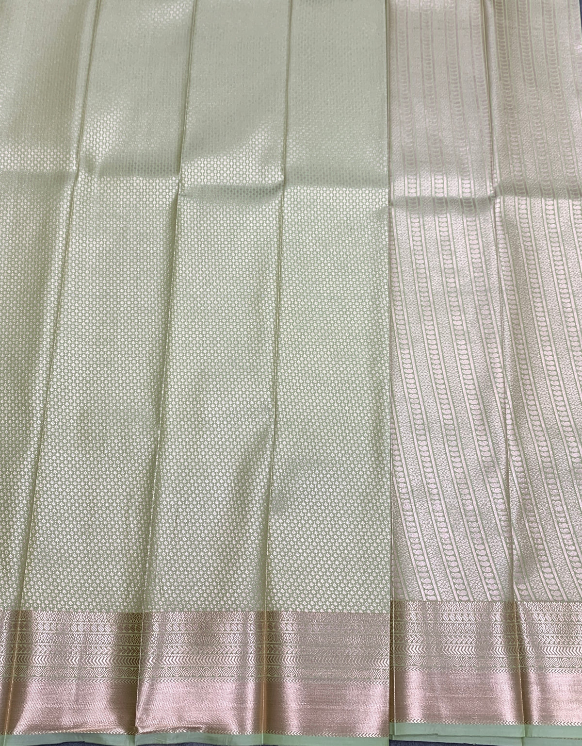 Fancy Tissue Saree Pista Green Colour with Self Design Border