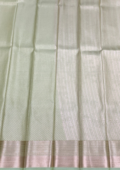 Fancy Tissue Saree Pista Green Colour with Self Design Border