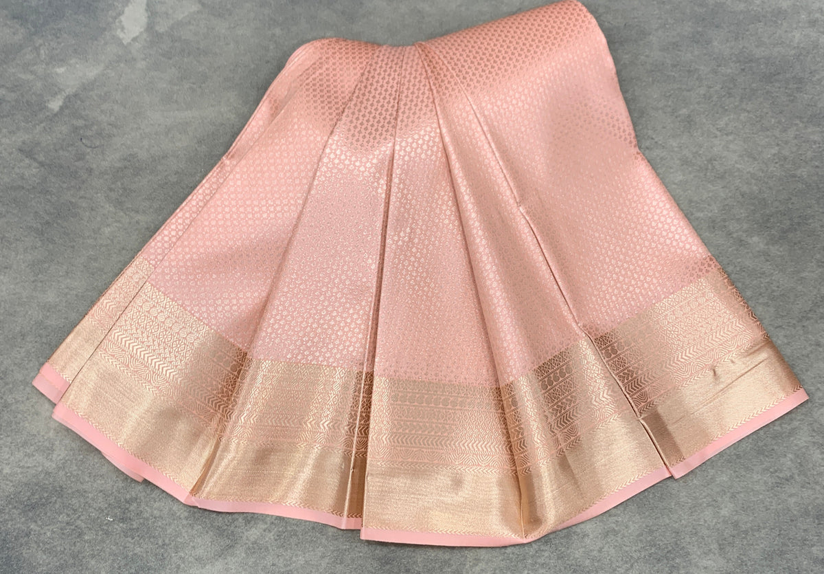 Fancy Tissue Saree Peach Colour with Self Design Border