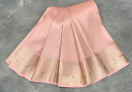 Fancy Tissue Saree Peach Colour with Self Design Border