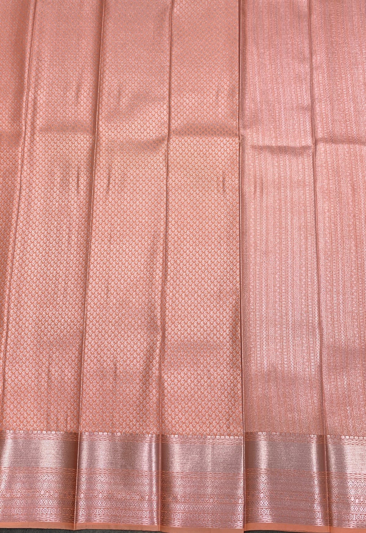 Fancy Tissue Saree Peach Colour with Self Design Border