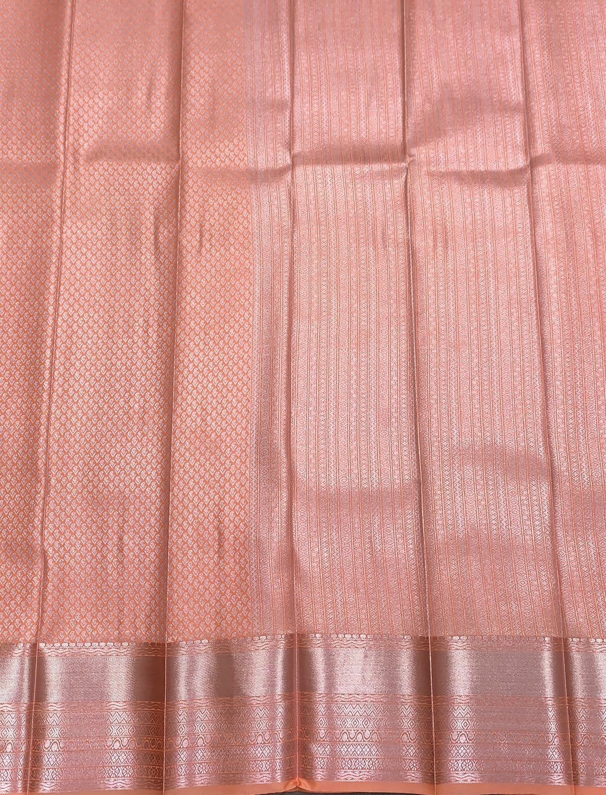 Fancy Tissue Saree Peach Colour with Self Design Border