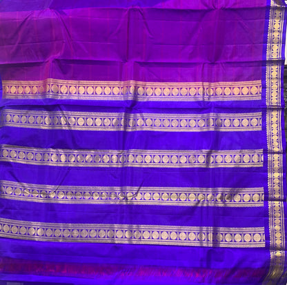 Pure Kanchivaram Silk Saree Lavender Colour with Navy blue Border