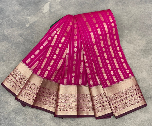 Soft Silk Casual Saree Pink Colour with Copper Zari Border