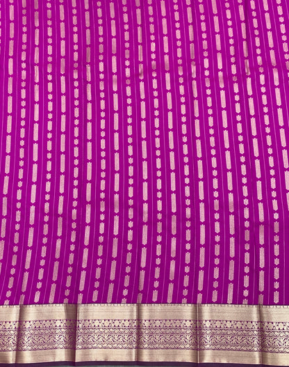 Soft Silk Casual Saree Magenta Colour with Copper Zari Border