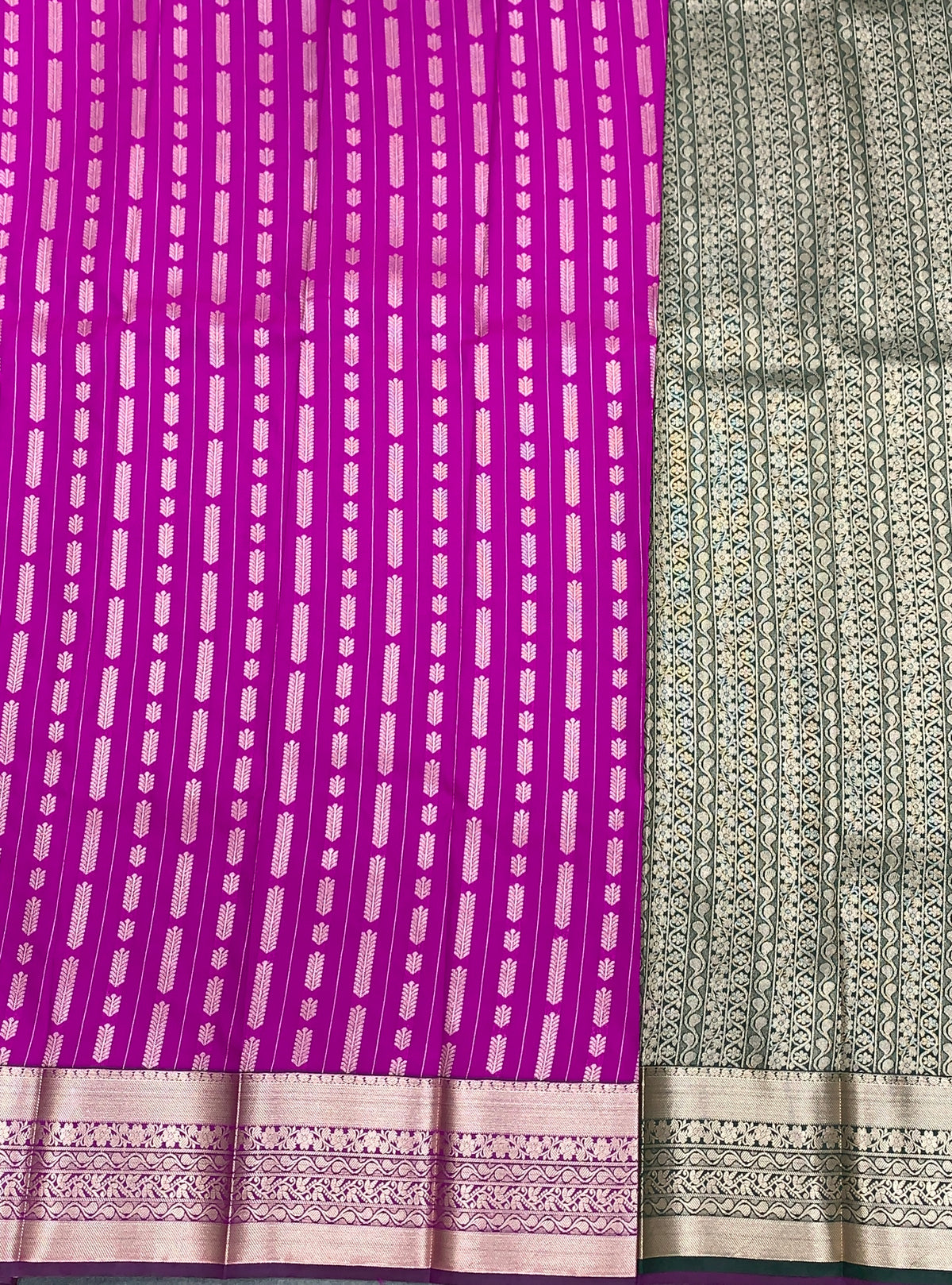 Soft Silk Casual Saree Magenta Colour with Copper Zari Border