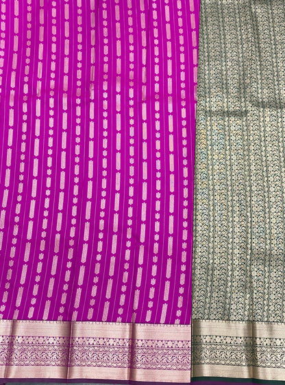 Soft Silk Casual Saree Magenta Colour with Copper Zari Border