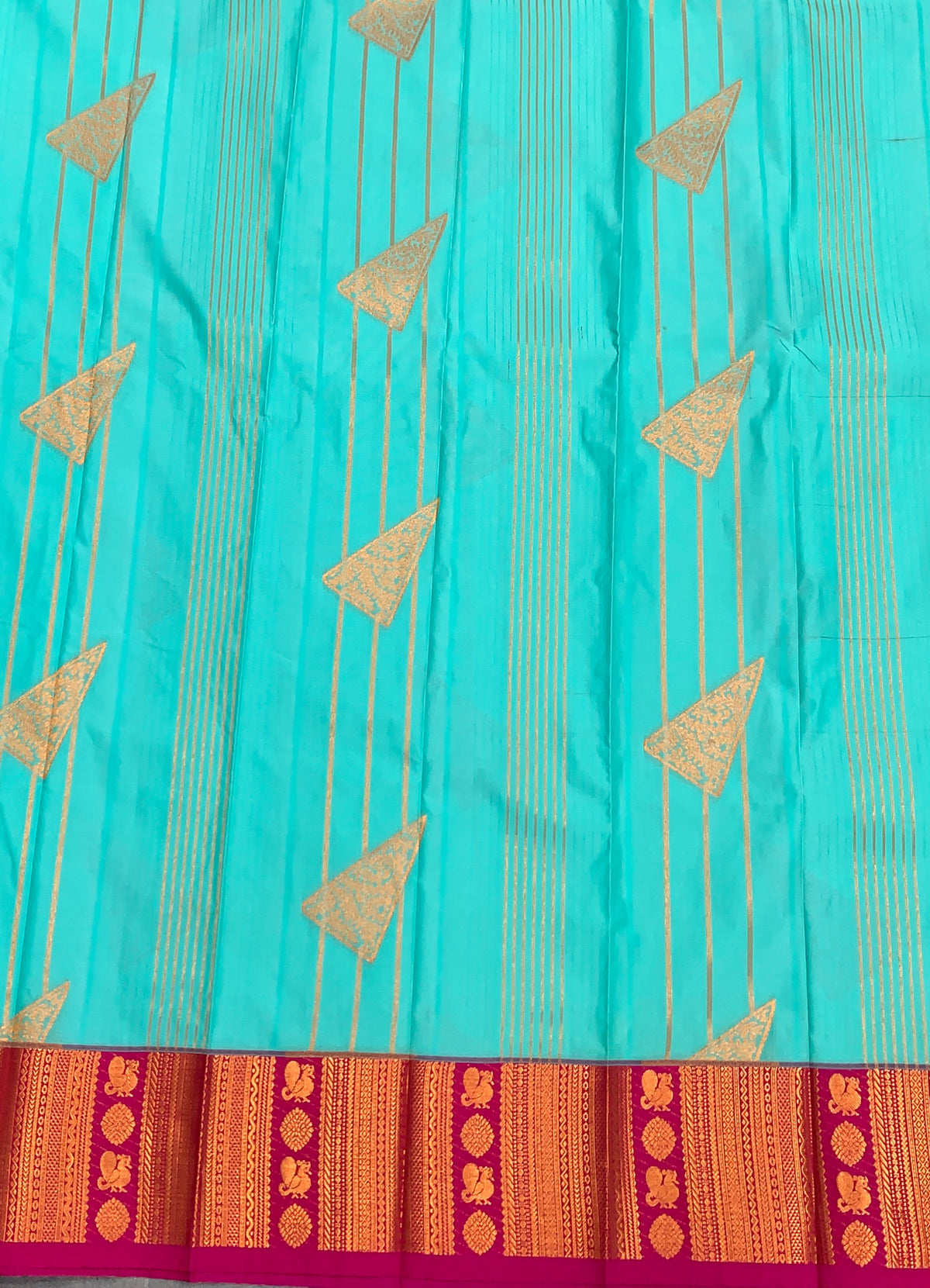 Soft Silk Casual Saree Sapphire Colour with Pink and Copper Zari Border