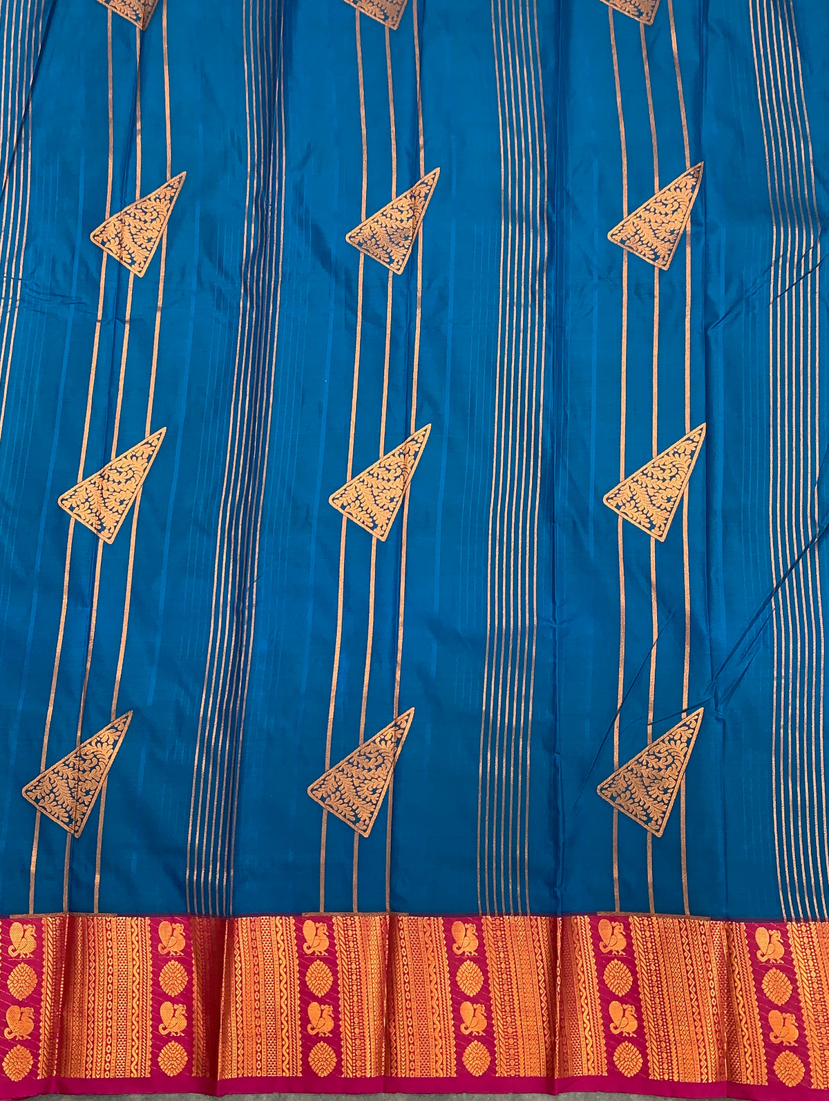 Soft Silk Casual Saree Sky Blue Colour with Pink and Copper Zari Border