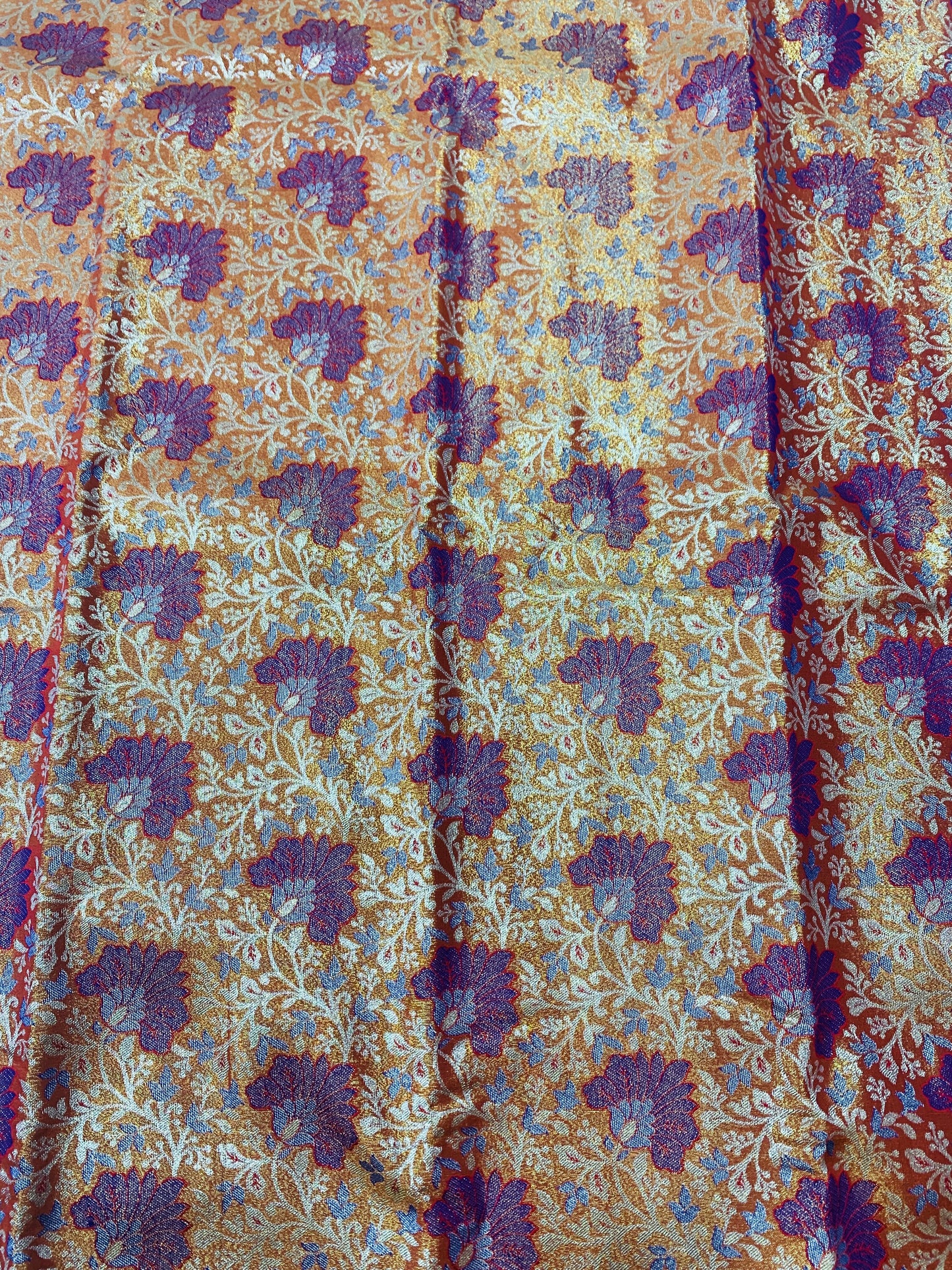 Orange shade Soft kanchi pattu with Blue Border