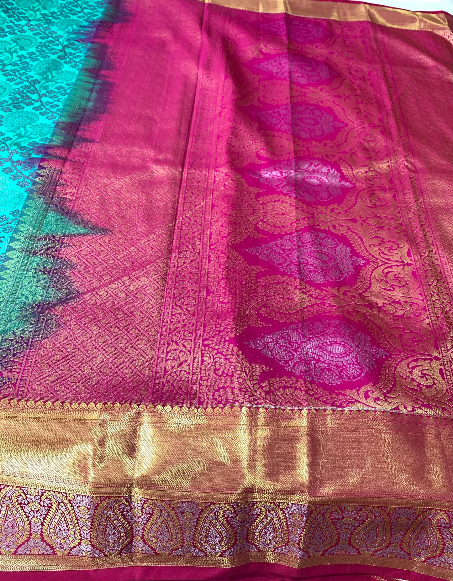 Vegan Silk Saree Rama Green Colour