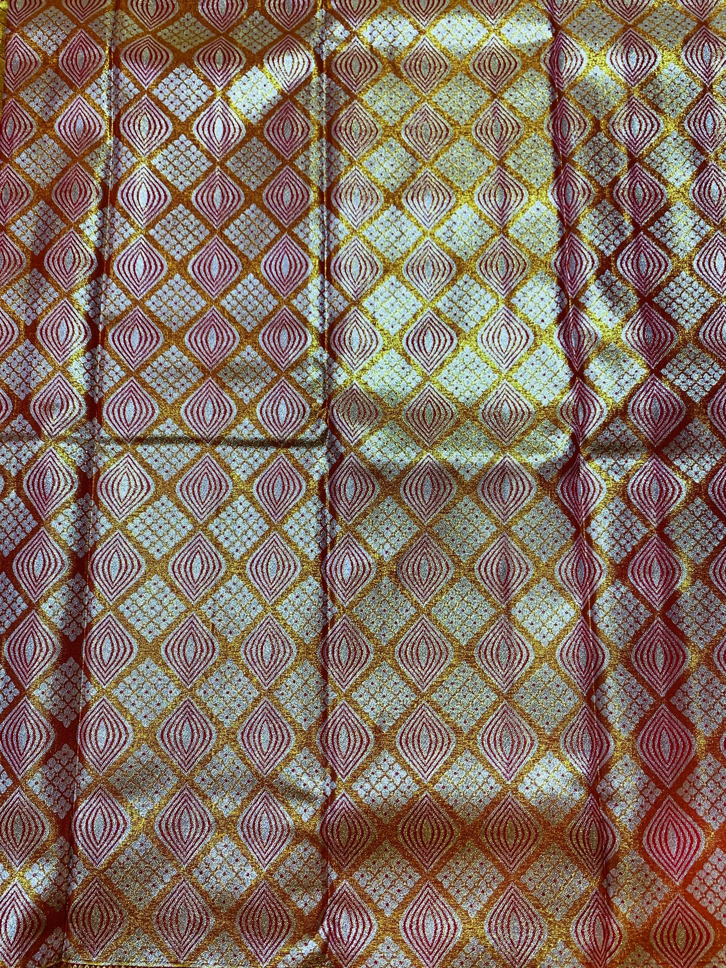 Vegan Silk Saree Golden Orange Colour with Golden with Mango design