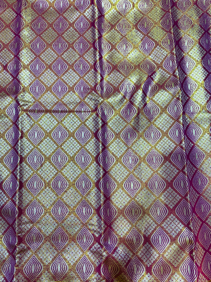 Vegan Silk Saree  Onion Purple shade with Golden with Mango design