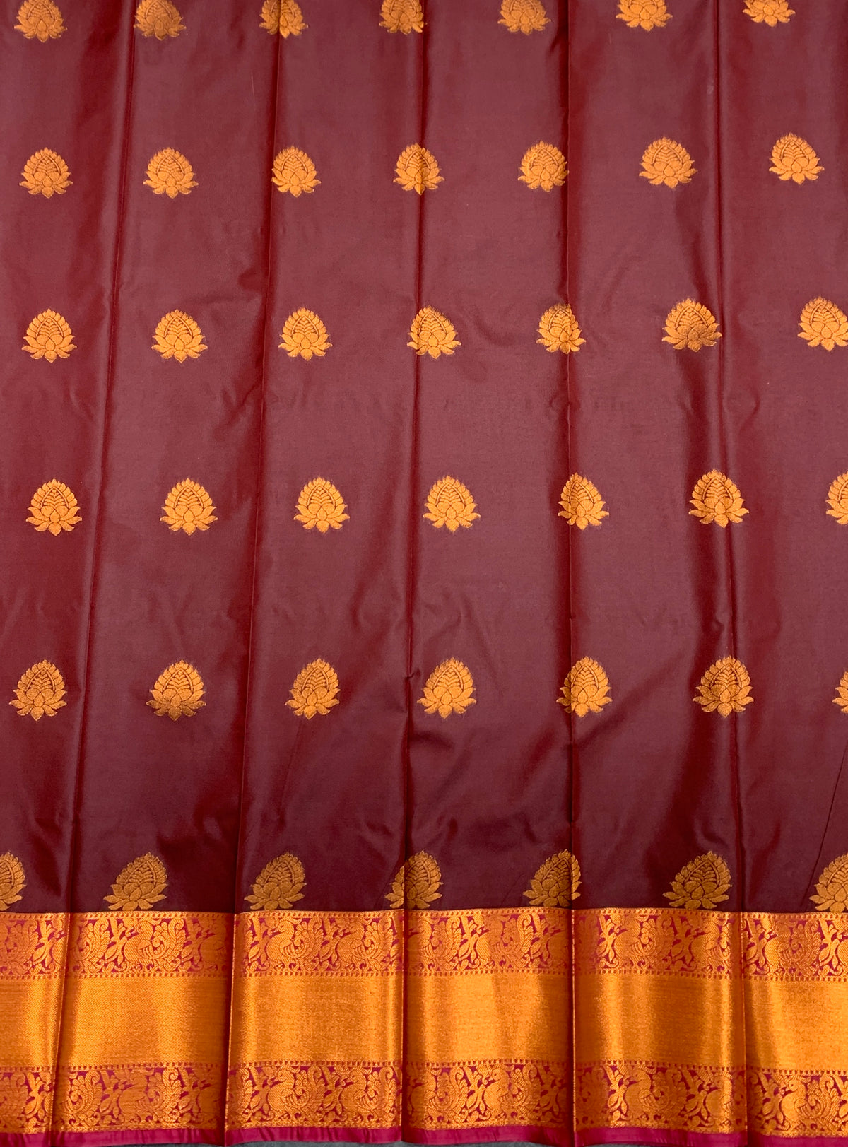 Soft Silk Casual Saree Brown Colour with Copper Zari Border