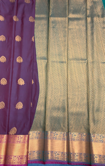 Soft Silk Casual Saree Brown Colour with Copper Zari Border