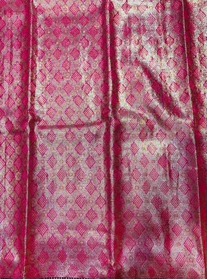 Baby Pink shade Soft kanchi pattu with Golden Border with Flower design