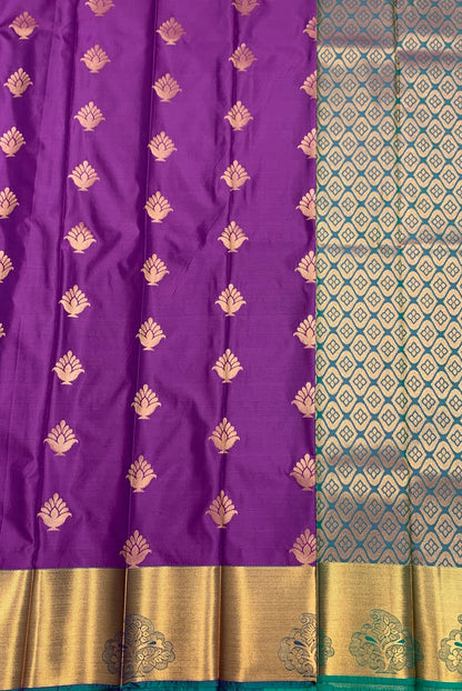 Soft Silk Casual Saree Magenta Colour with Copper Zari Border
