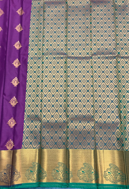 Soft Silk Casual Saree Magenta Colour with Copper Zari Border