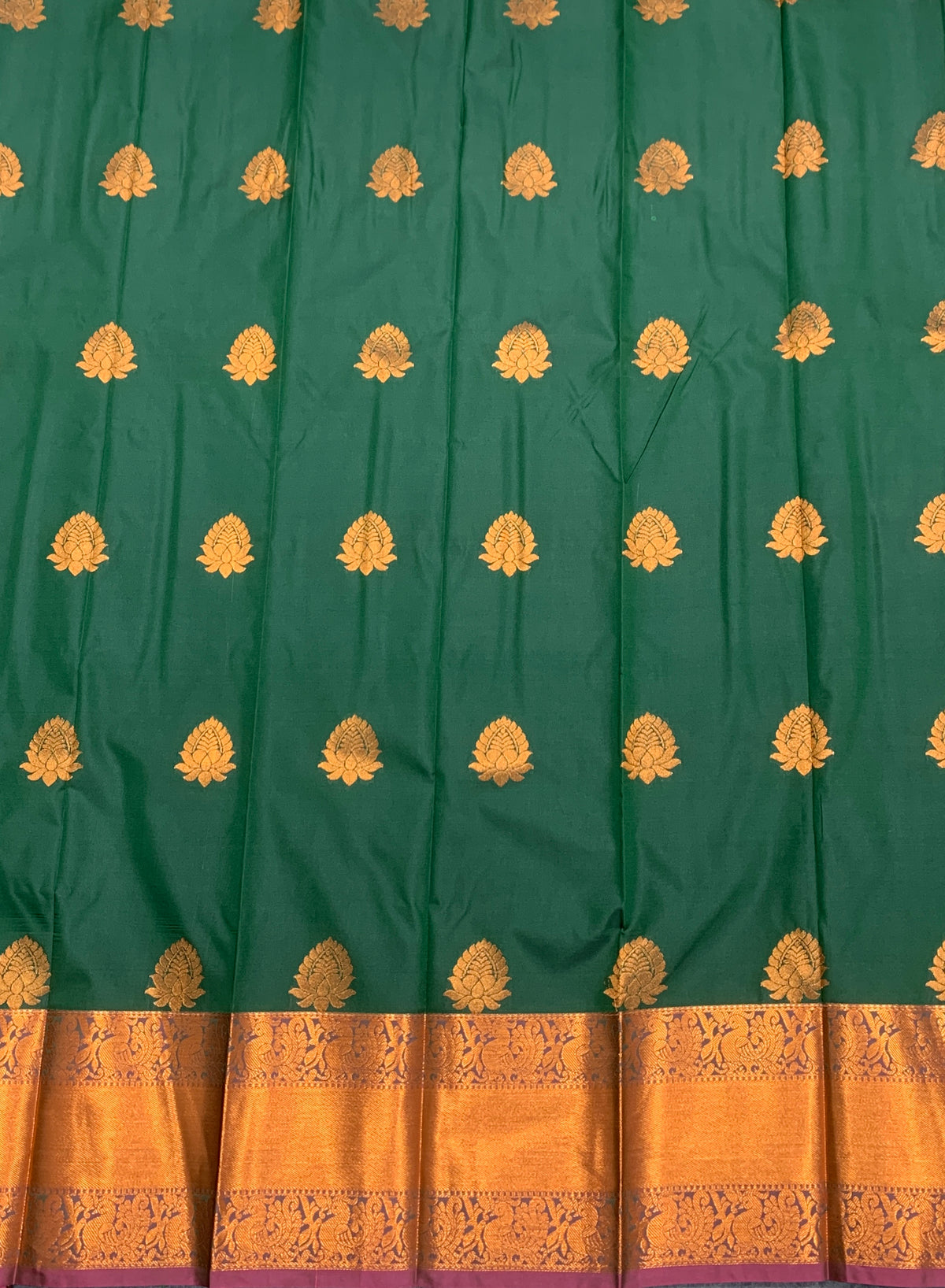 Soft Silk Casual Saree Green Colour with Copper Zari Border
