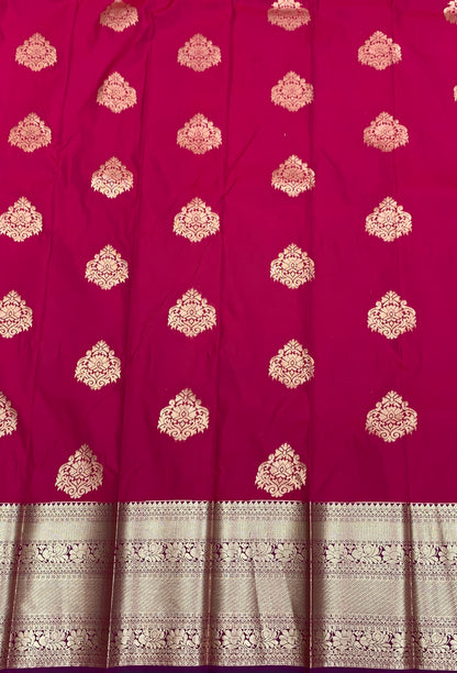 Soft Silk Casual Saree Pink Colour with Copper Zari Border