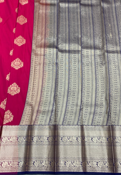 Soft Silk Casual Saree Pink Colour with Copper Zari Border
