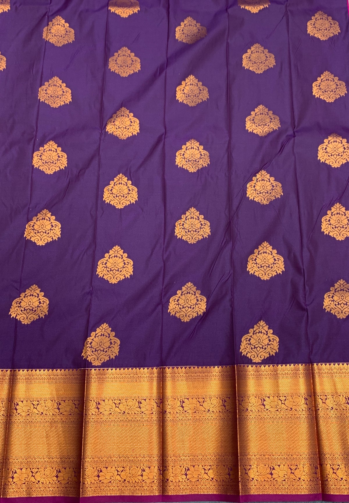 Soft Silk Casual Saree Royal Purple Colour with Copper Zari Border