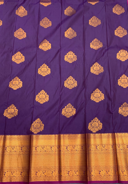 Soft Silk Casual Saree Royal Purple Colour with Copper Zari Border
