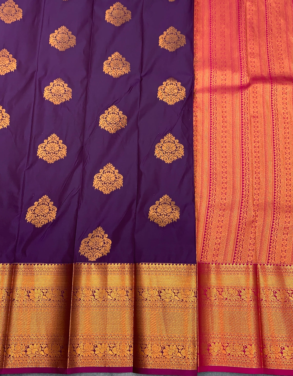 Soft Silk Casual Saree Royal Purple Colour with Copper Zari Border