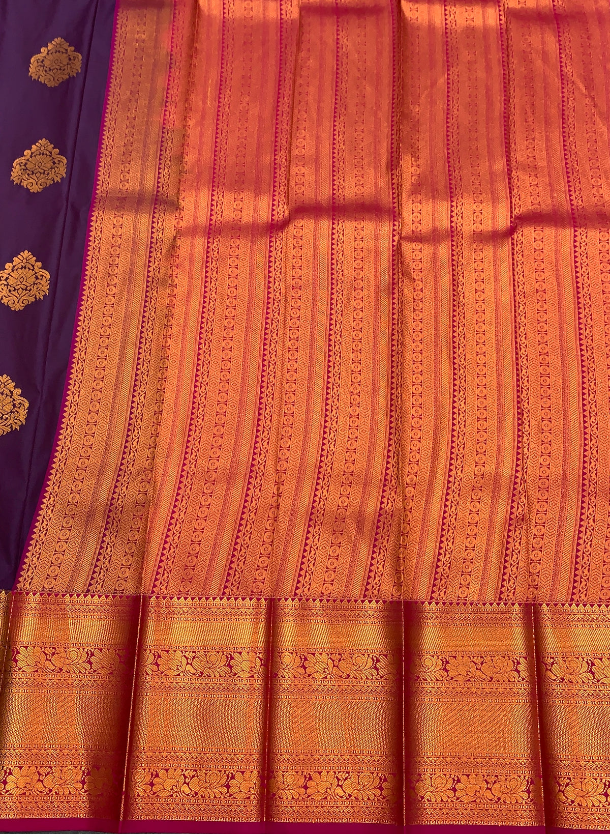 Soft Silk Casual Saree Royal Purple Colour with Copper Zari Border
