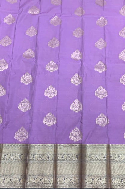 Soft Silk Casual Saree Lavender Colour with Copper Zari Border