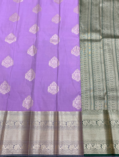 Soft Silk Casual Saree Lavender Colour with Copper Zari Border